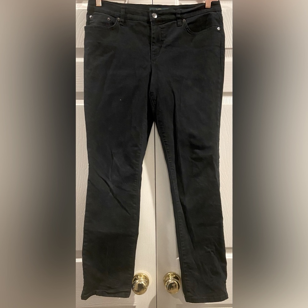 Lauren Ralph Lauren Jeans Womens 10 Straight Black Stretch Cotton Blend - Picture 1 of 4
